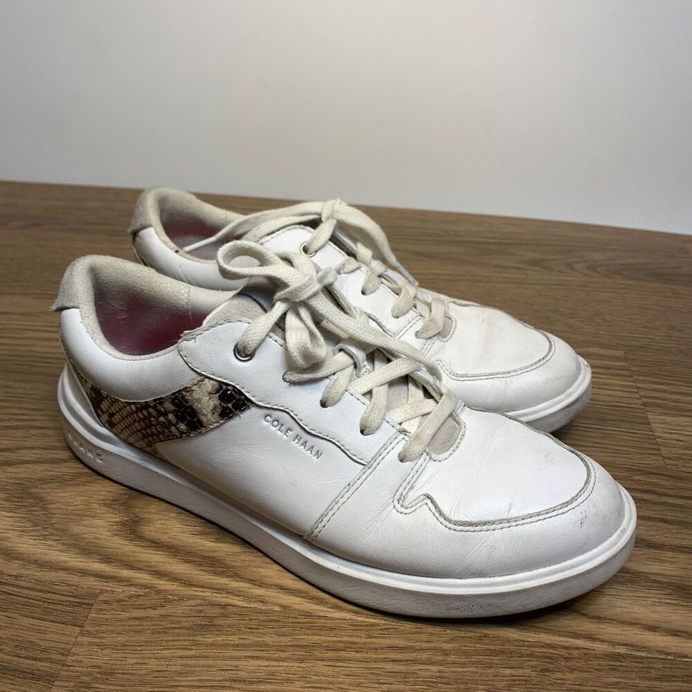 COLE HAAN Women's Grand Crosscourt Modern Tennis Sneakers‎ White/ Snake US 6.5